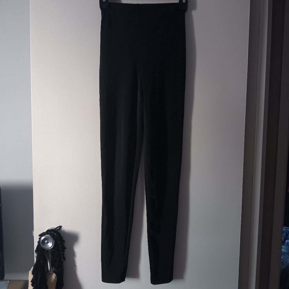 Vintage KRIZIA MAGLIA Black Shimmer Pull On Leggings 80s